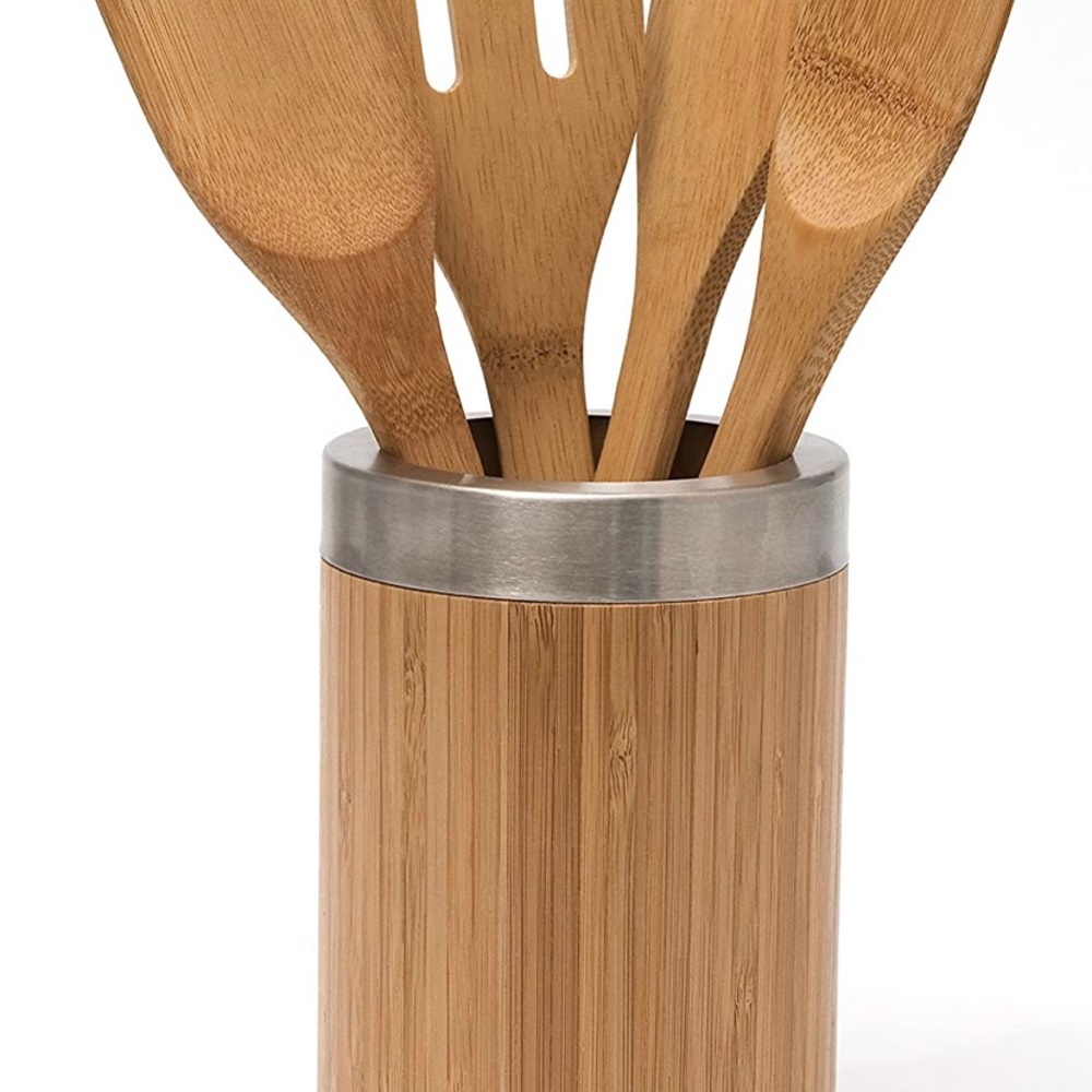 Nice Bamboo kitchen tool holder